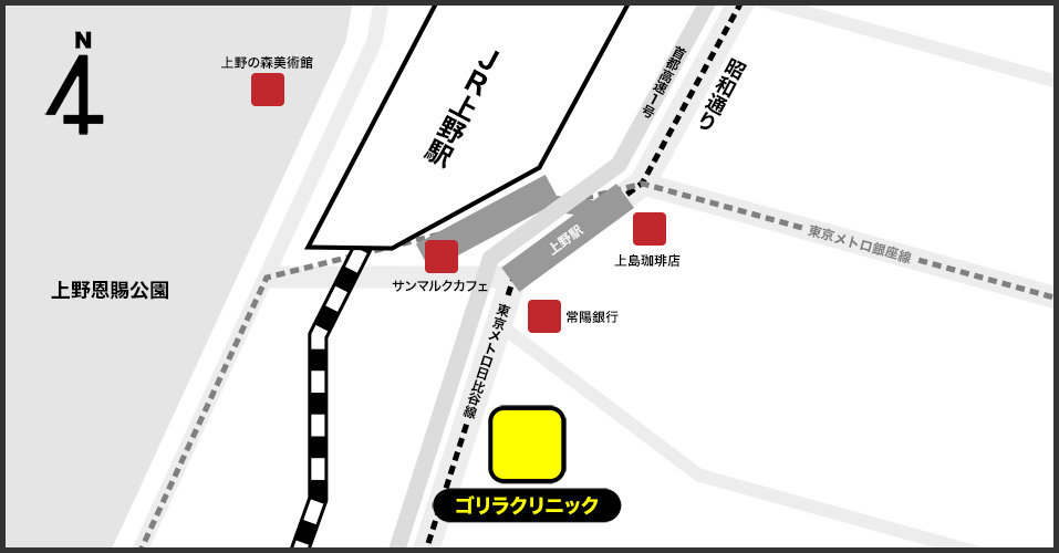 上野院移転後の周辺スポット地図