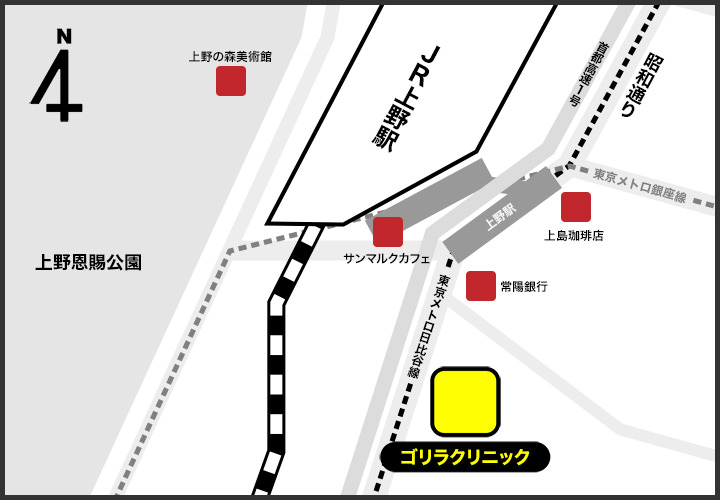 上野院移転後の周辺スポット地図