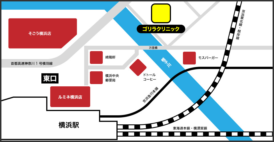 横浜院の周辺スポット地図