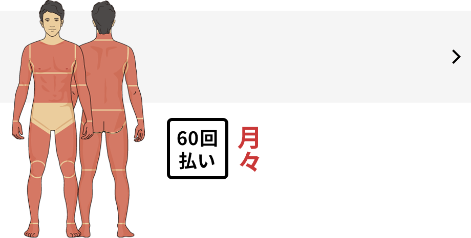 ヒゲ・陰部を除くすべてが範囲
